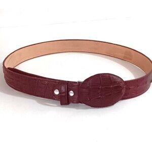 El Presidente Mens Cognac Cowboy Belt Crocodile Tail Print Leather Belt NWOT 38"